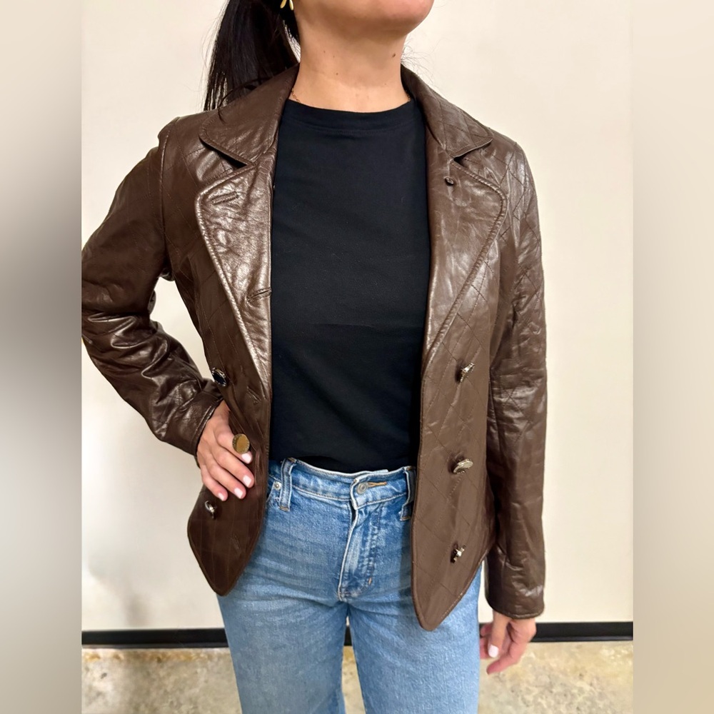 VOGUE VIRILE vintage Brown Leather Women's Jacket